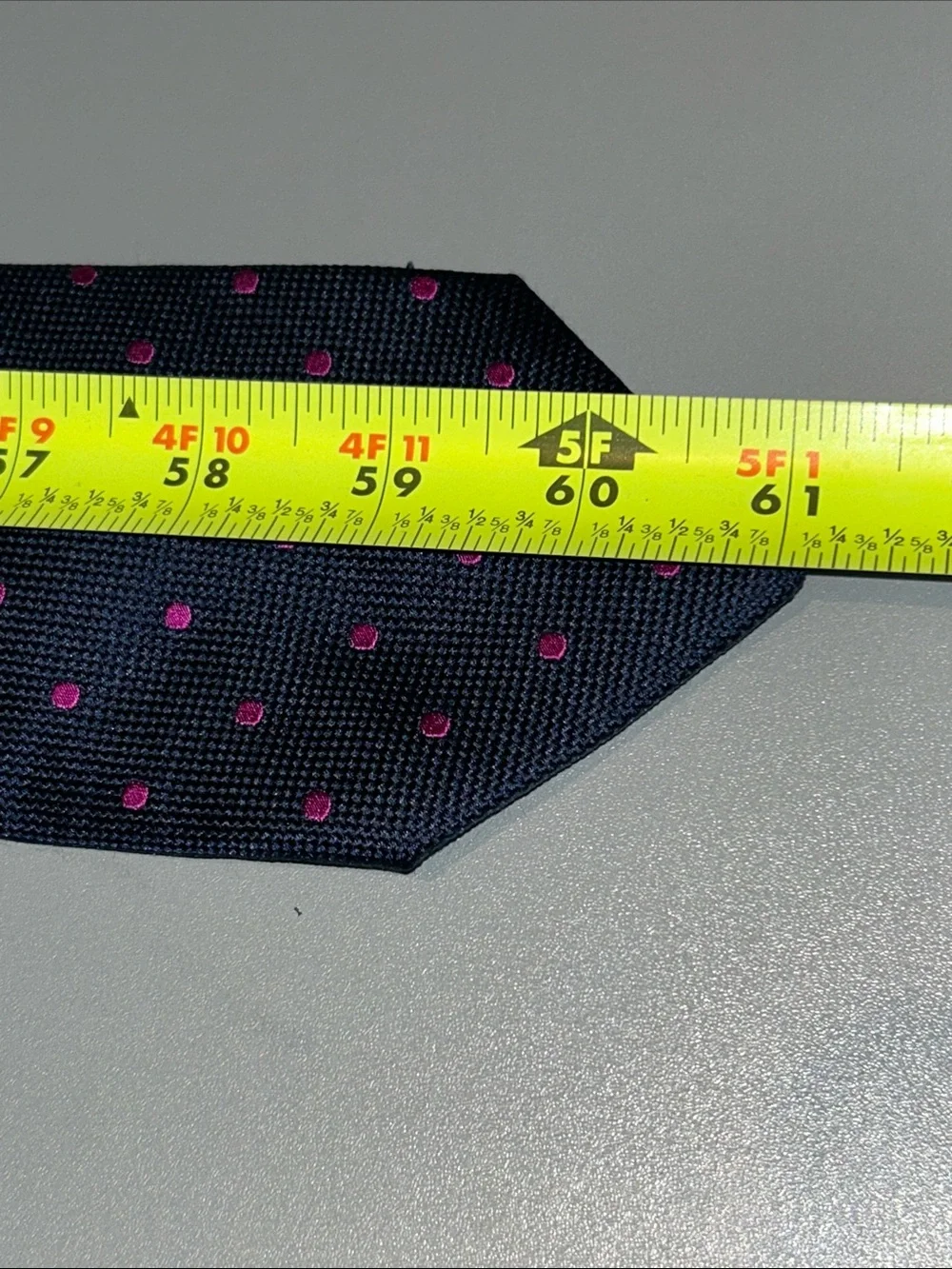 Men's Navy Tie with Pink Polka Dots 61”x3 1/8